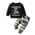 thumbnail image 1 of Baby Boy Clothes Letter Long Sleeve Tops and Camouflage Long Pants Fall Outfits Black 3-6 Months, 1 of 6