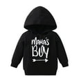 thumbnail image 1 of Baby Boy Clothes Long Sleeve Letter Hooded Sweatshirt Fall Winter Outfit Black 3-6 Months, 1 of 7