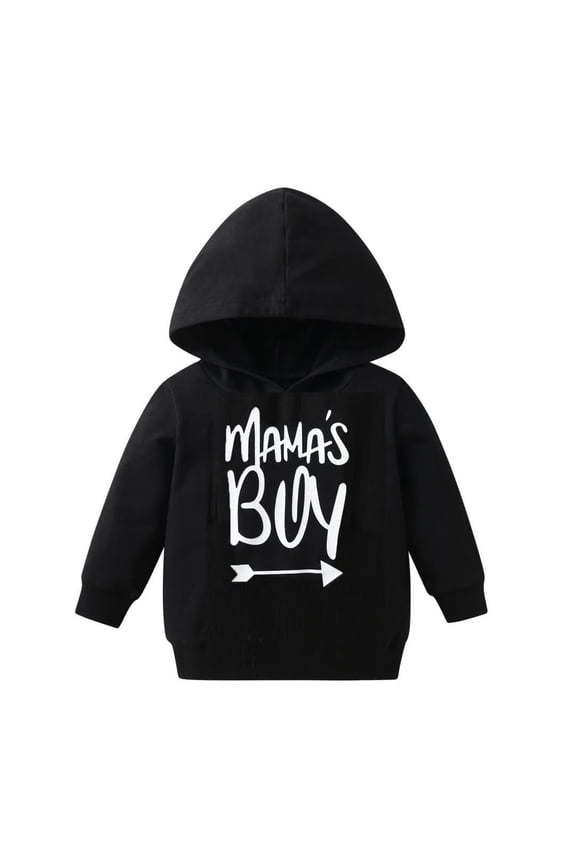 Baby Boy Clothes Long Sleeve Letter Hooded Sweatshirt Fall Winter Outfit Black 3-6 Months