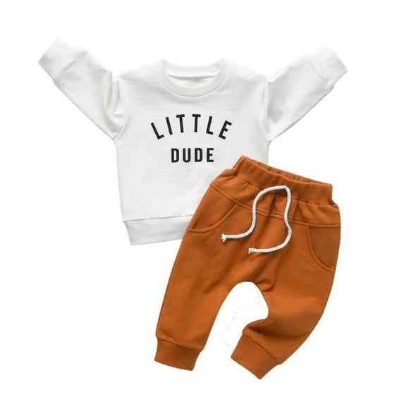 Baby Boy Clothes Long Sleeve Letter Tops and Long Pants Set Fall Sweatsuits Outfits 3-6 Months