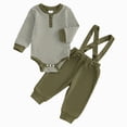 thumbnail image 1 of Baby Boy Clothes Long Sleeve Striped Romper Tops Suspender Pants Sets Spring Fall Winter Outfit Set, 1 of 7