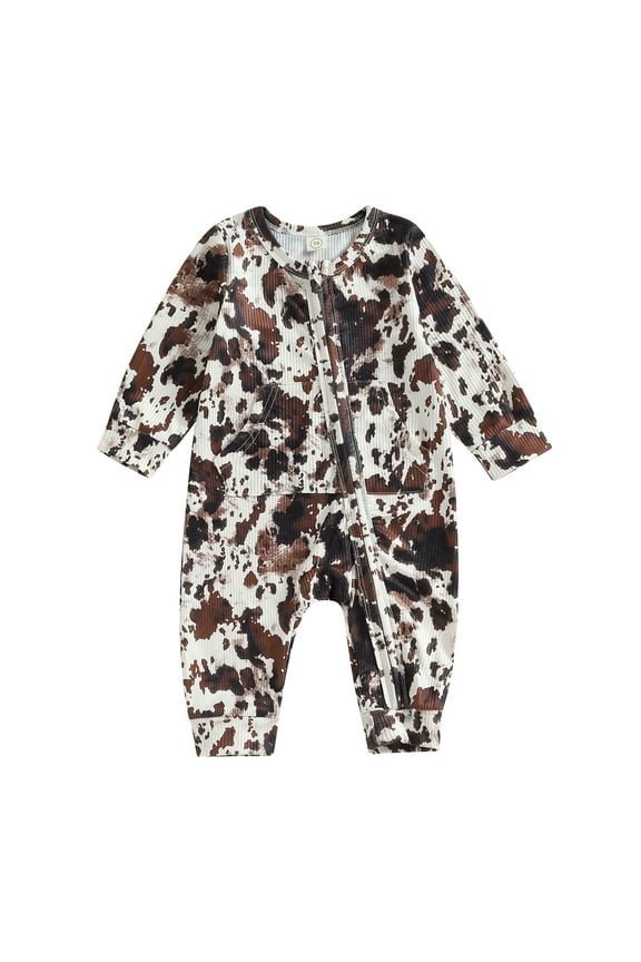 Baby Boy Clothes Newborn Cow Print Onesie Romper 3M 6M 12M 18M Long Sleeve Bodysuit Cowboy Jumpsuit Fall Winter Outfit