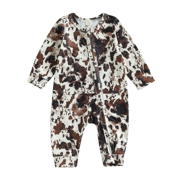 Baby Boy Clothes Newborn Cow Print Onesie Romper 3M 6M 12M 18M Long Sleeve Bodysuit Cowboy Jumpsuit Fall Winter Outfit