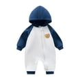 thumbnail image 1 of Baby Boy Clothes Newborn Hoodie Romper Fall Winter One-piece Outfit Infant Cute Cartoon Clothing Set 0-18 Months Blue 0-3 Months, 1 of 7