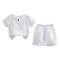 thumbnail image 1 of Baby Boy Clothes Set Toddler Summer Outfit T-Shirt and Shorts Set 2pcs Solid Little Boys Outfits with Button, 1 of 3