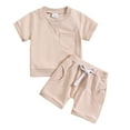 Baby Boy Clothes Short Sleeve Solid Prints T Shirt Tops Shorts Kids 2Pc