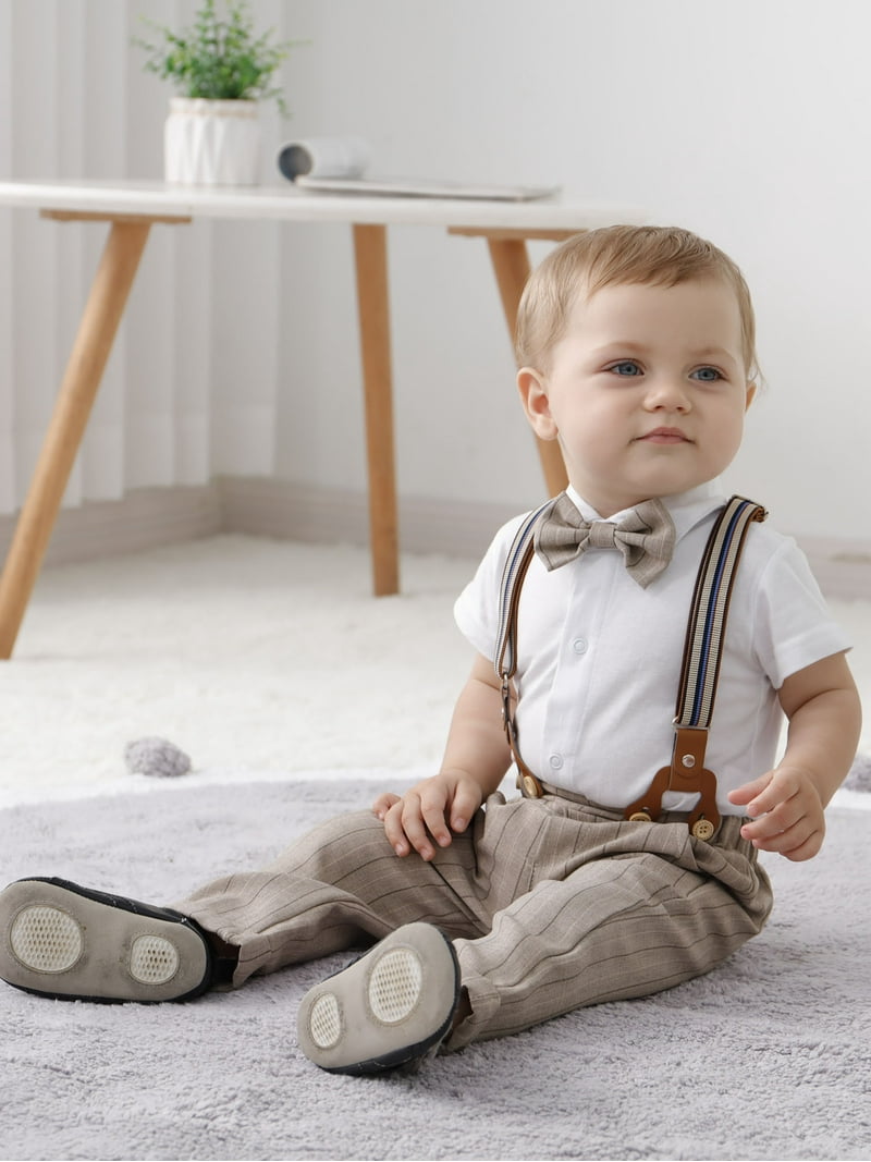 Baby Boy Clothes Suit 3-18 Months Newborn Formal Dress Shirt Suspender Pants  Outfit Wedding 3PCS - Walmart.com