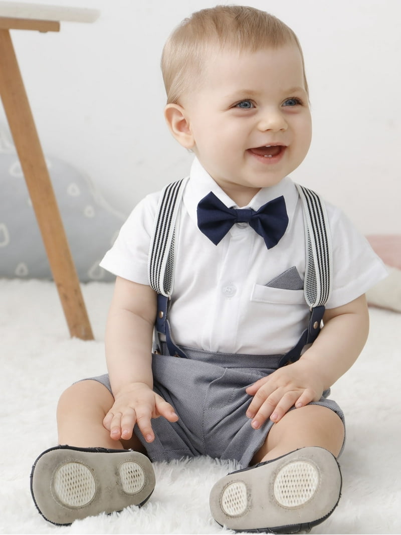 CARETOO Baby Boy Clothes Suit Romper Outfits Suspender Pants