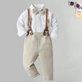 thumbnail image 1 of Baby Boy Clothes Suits Toddler Dress Shirt With Bowtie Suspender Pants Outfit Sets Gentleman Wedding Suspenders Suit, British Dress, Casual Wear, 1 of 4