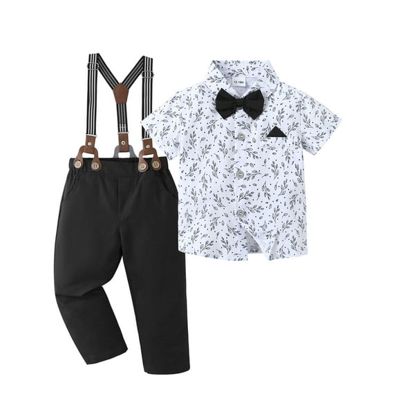 Baby Boy Clothes Suits Toddler Shirt Suspender Pants Outfit Sets Gentleman Wedding Suit 1-6 Years
