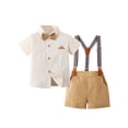 thumbnail image 1 of Baby Boy Clothes Suits Toddler Summer Formal Short Shirt Bowtie Suspender Shorts Gentleman Wedding Outfits 1-5T, 1 of 15