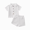 thumbnail image 1 of Baby Boy Clothes Toddler Boys Outfits Cute Summer Clothing Cotton 2 Piece Set with Button Down Shirt and Shorts, 1 of 4