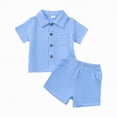 thumbnail image 1 of Baby Boy Clothes Toddler Boys Outfits Cute Summer Clothing Cotton 2 Piece Set with Button Down Shirt and Shorts, 1 of 4