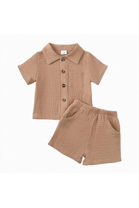 Baby Boy Clothes Toddler Boys Outfits Cute Summer Clothing Cotton 2 Piece Set with Button Down Shirt and Shorts
