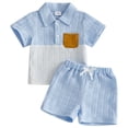 thumbnail image 1 of Baby Boy Clothes Toddler Boys Summer Outfits Short Sleeve Pockets T-Shirts Shorts Sets 12M-5T,Blue, 1 of 5