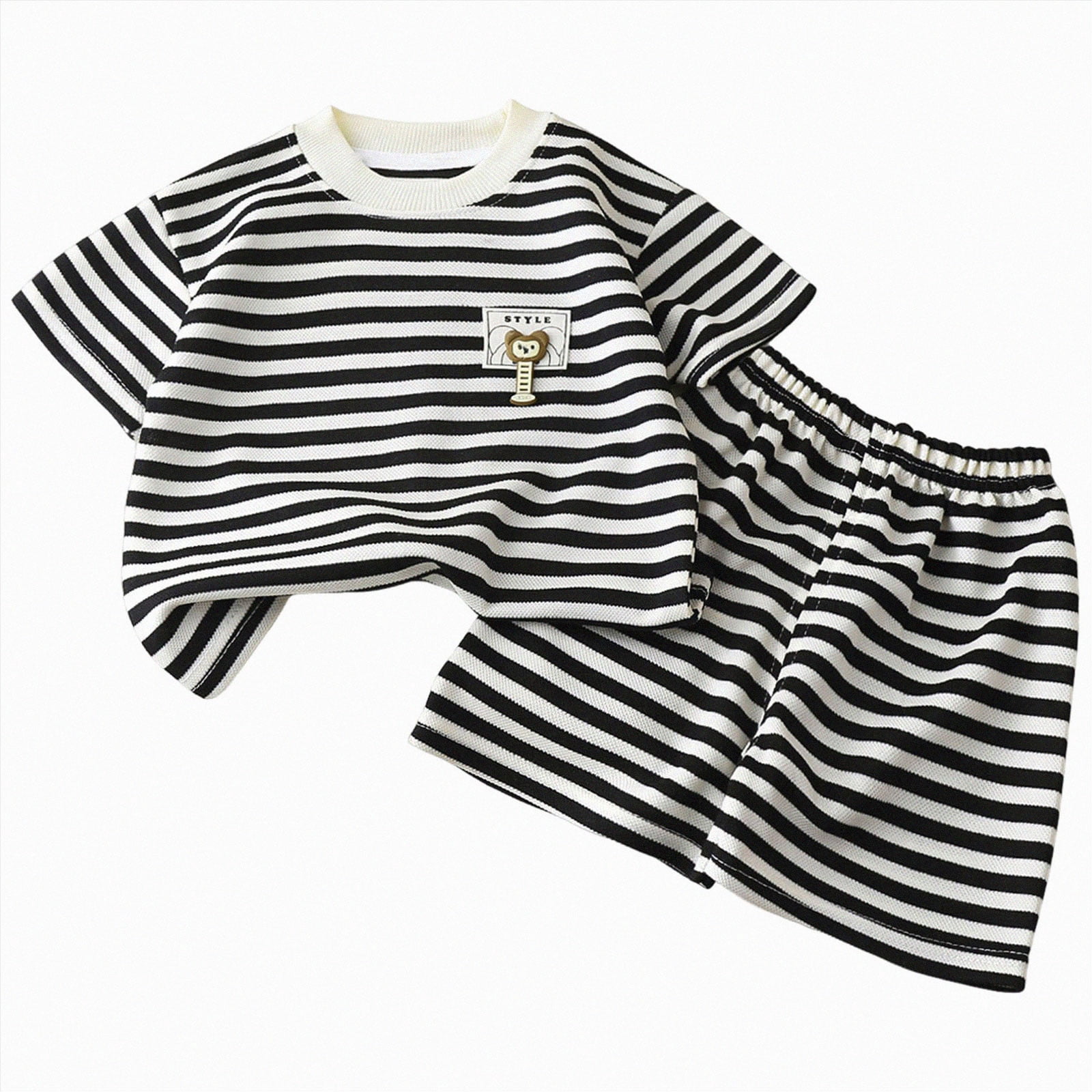 Baby Boy Clothing Sets Cute Striped Crewneck T Shirt and Casual Loose ...