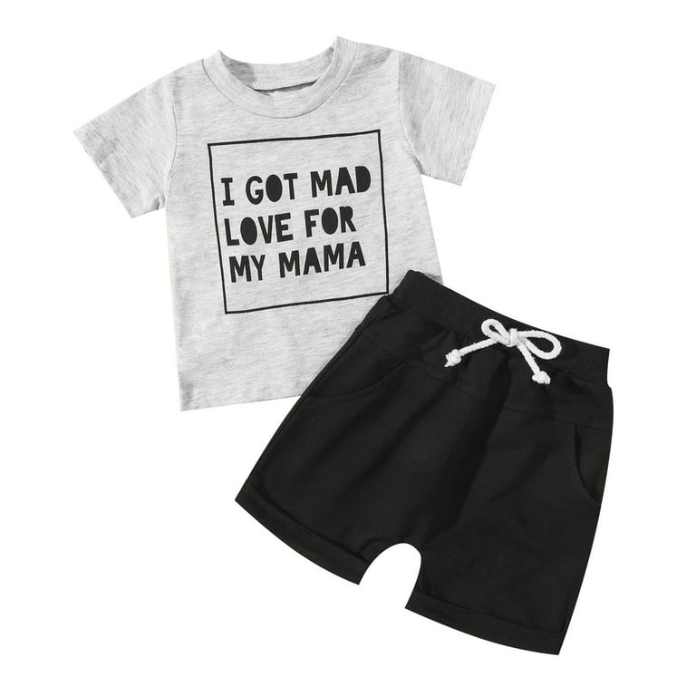 Baby Boy Clothing Sets Kids Baby Spring Summer Print Letter Cotton Short  Sleeve Tops Tshirt Shorts Set Clothes Boys Outfits For 0-6 Months