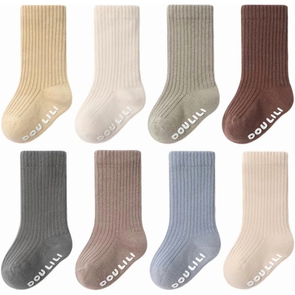 Baby Boy Combed Cotton Socks Toddler Crew Sock Non-Skid for Newborn Infant Childrens