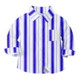thumbnail image 1 of Baby Boy Dress Shirts Boys Striped Long Sleeve Collared Button Up Shirt with Chest Pocket School Uniform, 12-18 Months Blue 02, 1 of 7