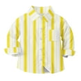 thumbnail image 1 of Baby Boy Dress Shirts Boys Striped Long Sleeve Collared Button Up Shirt with Chest Pocket School Uniform, 7-8 Years Yellow 01, 1 of 7