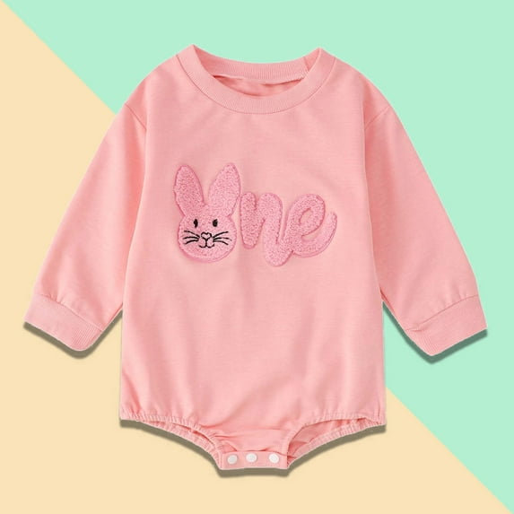 Baby Boy Easter Outfit Bunny Embroidery Baby Boy Easter Romper Bodysuit Jumpsuit Clothes 3-6 Months