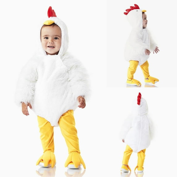 Baby Boy Easter Outfit Chicken Romper Hooded Bodysuits Easter Romper 6-12 Months