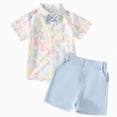 thumbnail image 1 of Baby Boy Easter Outfit Sets Cute Print Lapel Button-Down Shirt with Shorts Set Toddler Casual Clothes, 1 of 6