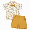 thumbnail image 1 of Baby Boy Easter Outfit Short Sleeve Lapel Button-Down Shirt with Elastic Shorts Set Toddler Boy Cute Clothing, 1 of 6