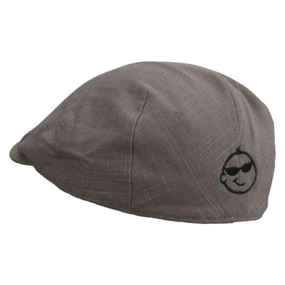 Baby Boy Embroidered Men's Linen Summer Ivy Cap - Charcoal 2XL-3XL