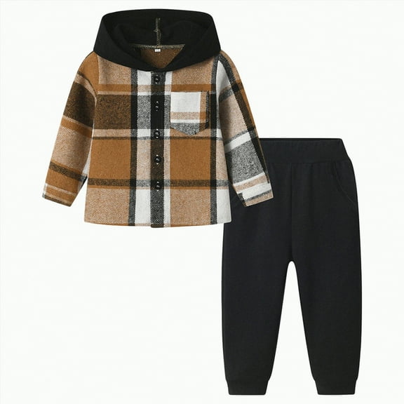 Baby Boy Fall Clothes Girl Fall/Winter Button Down Long Sleeve Stretch Waistband 2T 3T 4T 5T Hoodie Jacket & Sweatpants Sets Set 2Pcs