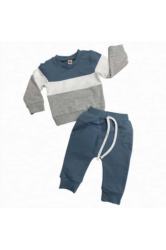 Baby Boy Fall Clothes Little Boys Autumn Winter Solid Color Long Sleeve Elastic Waist 3M 6M 12M 18M 24M 2T 3T Everyday Outfit Set 2PCS