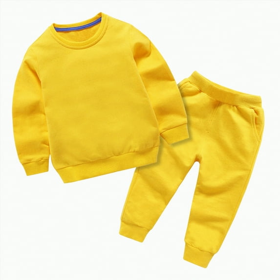 Baby Boy Fall Clothes Little Boys Spring Crew Neck Long Sleeve Stretch Waistband 6 9 12 18 24 Months Sweatshirt Top Jogger Pants 2PCS
