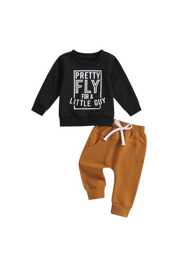 Baby Boy Fall Clothes Set Long Sleeve Letter Print Sweatshirt Pants 6 12 18 24 Months 2T 3T Toddler Infant Outfits