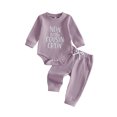thumbnail image 1 of Baby Boy Fall Outfit Embroidery Crew Neck Long Sleeve Romper and Pants 2Pcs, 1 of 9