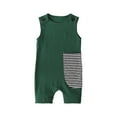 thumbnail image 1 of Baby Boy Fall Romper Summer Toddler Baby Girl Boy Strip Cloth Striped Sleeveless Jumpsuit Romper New Casual Winter Jumpsuits Green 0-3 Months, 1 of 1