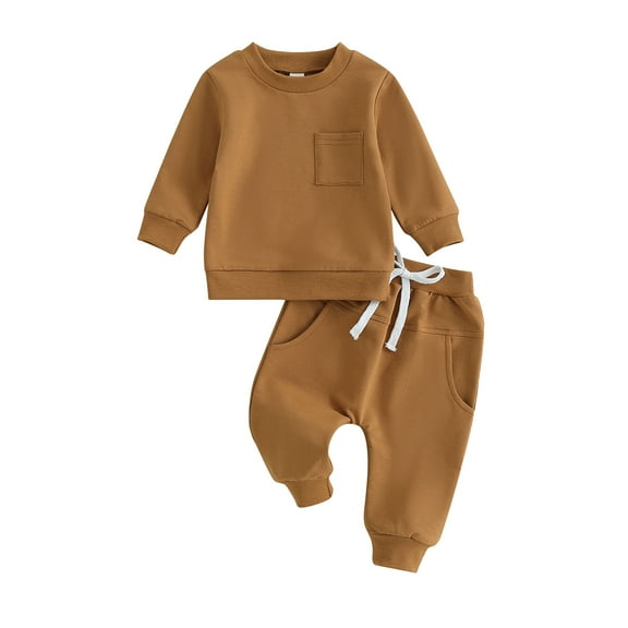Baby Boy Fall Tracksuit Outfits 6M 12M 18M 24M 3Y Long Sleeve Solid Color Sweatshirt + Pants Set Toddler Boys Autumn Clothes Sets