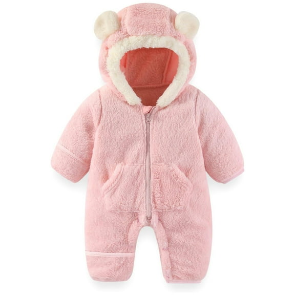 Baby Boy Jumpsuit Baby Pink Onesies Long Sleeve Zipper Hooded Romper Girls Cartoon Bear Jumpsuit Warm Baby Boy Clothes Baby Boy 6-9 Months Clothes