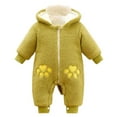 thumbnail image 1 of Baby Boy Fleece Jumpsuit Green Baby Onesie Long Sleeve Button down Hooded Jumpsuit Romper with Bear Ears Infant Snowsuit Baby Boy Outfits 6-12 Months, 1 of 5