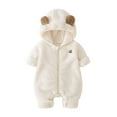 thumbnail image 1 of Baby Boy Jumpsuit White Onesies Long Sleeve Zipper Hooded Jumpsuit with Bear Ears Snowsuit New Born Clothes Baby Boy 18-24 Months, 1 of 9