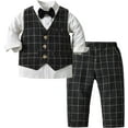 thumbnail image 1 of Baby Boy Formal Outfit Tuxedo Plaid Gentleman Suit Onesie Jumpsuit, 1 of 7