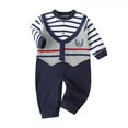 Baby Boy Gentleman Suit Striped Romper Jumpsuit Clothes Outfits