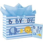 WRAPAHOLIC sparkling text gift bag, 16.50 x 13.54 x 0.51 Inches, Cardboard, Blue