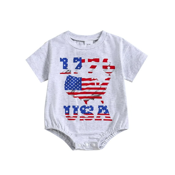 Baby Boy Girl 4th of July Outfit Newborn Infant American Flag Romper Short Sleeve Fourth Of July Bodysuit Summer Playsuit