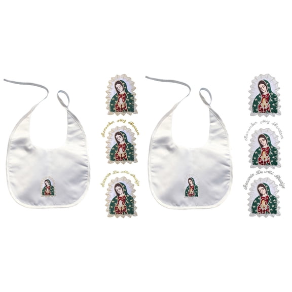 Baby Boy Girl Blessing Christening Baptism White Bib Gold Silver Guadalupe Maria