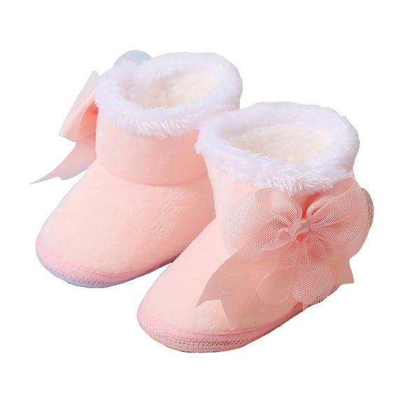 Baby Boy Girl Boots Fleece Lined Winter Snow Infant Booties Newborn Toddler Bowknot Walking Crib Sock Shoes