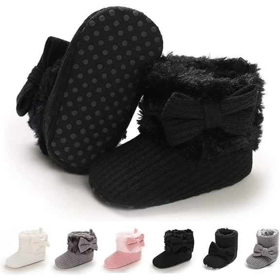 Baby Boy Girl Boots Newborn Shoes Winter Snow Bowknot Anti-Slip Soft Sole Warm Infant Toddler Prewalker Booties