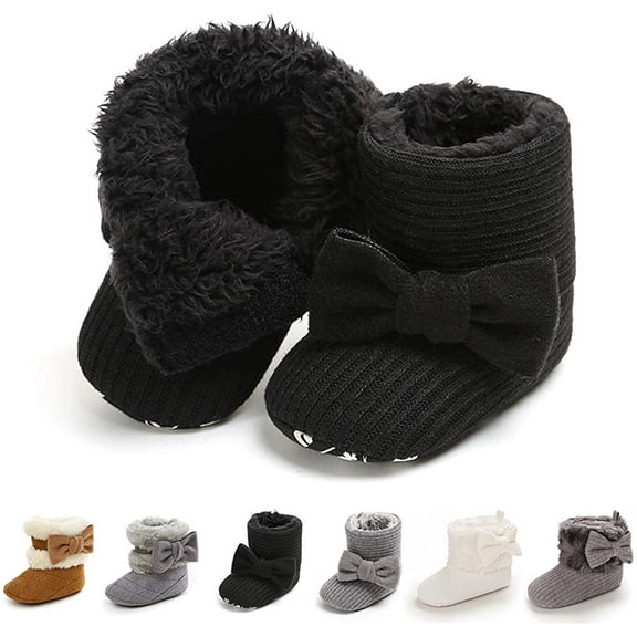 Baby Boy Girl Boots Newborn Shoes Winter Snow Bowknot Anti-Slip Soft Sole Warm Infant Toddler Prewalker Booties