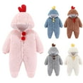 thumbnail image 1 of Baby Boy Girl Button Fleece Hooded Jumpsuit Cute Cartoon Animal Fuzzy Sherpa Long Sleeve Warm Romper Footies Winter Outfit, 1 of 6