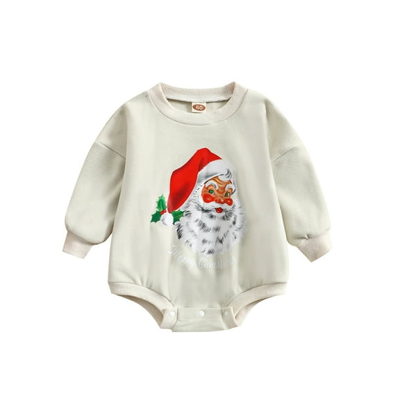 Baby Boy Girl Christmas Clothes Infant Santa Claus Sweatshirt Bubble Romper Long Sleeve Bodysuit Fall Winter Outfits