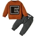 thumbnail image 1 of Baby Boy Girl Clothes Toddler Fall Winter Outfits Crewneck Sweatshirt and Jogger Pants Set, 1 of 5